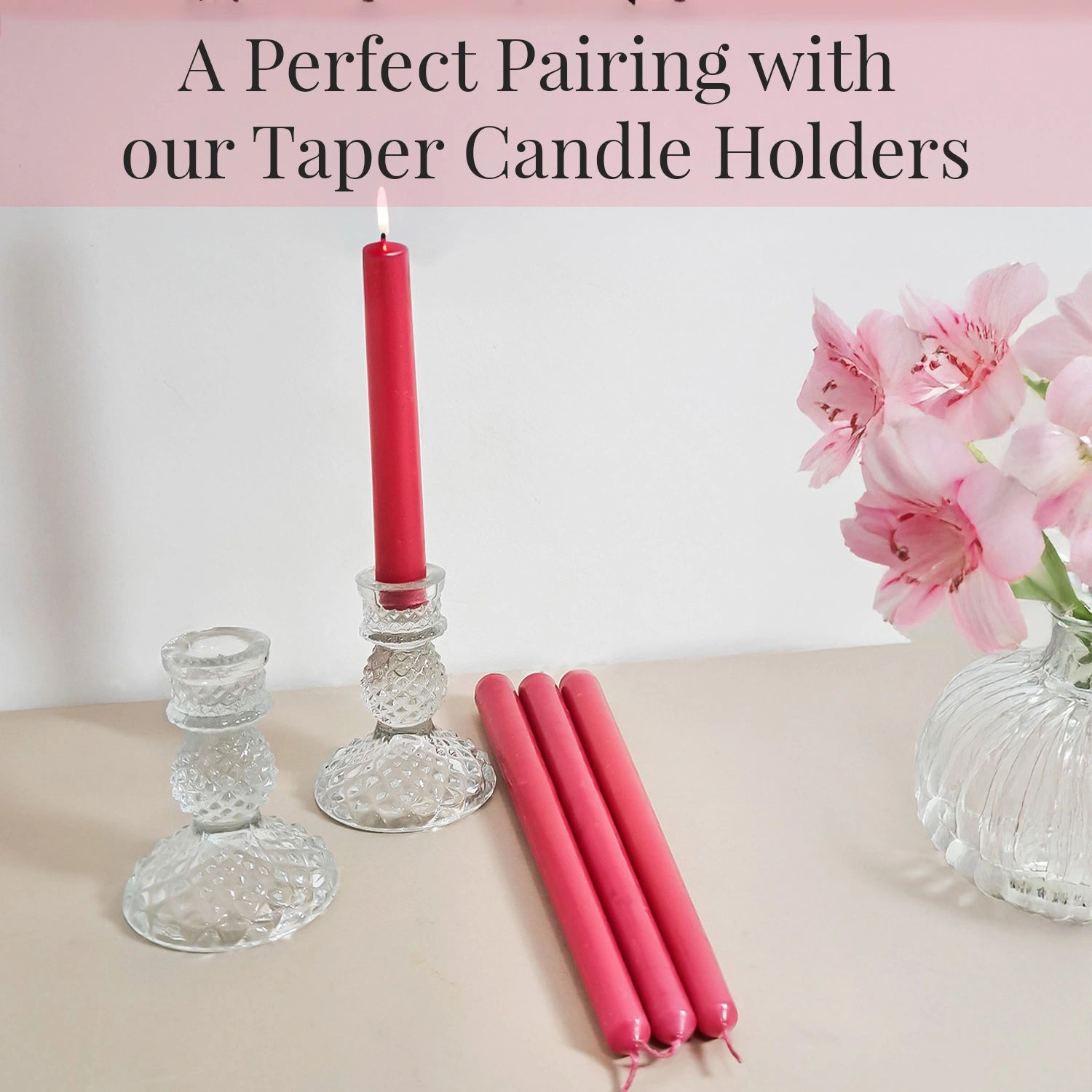 10" Premium Taper Candles (Set of 12) | Hot Pink