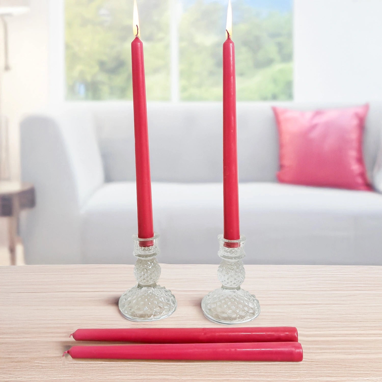 10" Premium Taper Candles (Set of 12) | Hot Pink