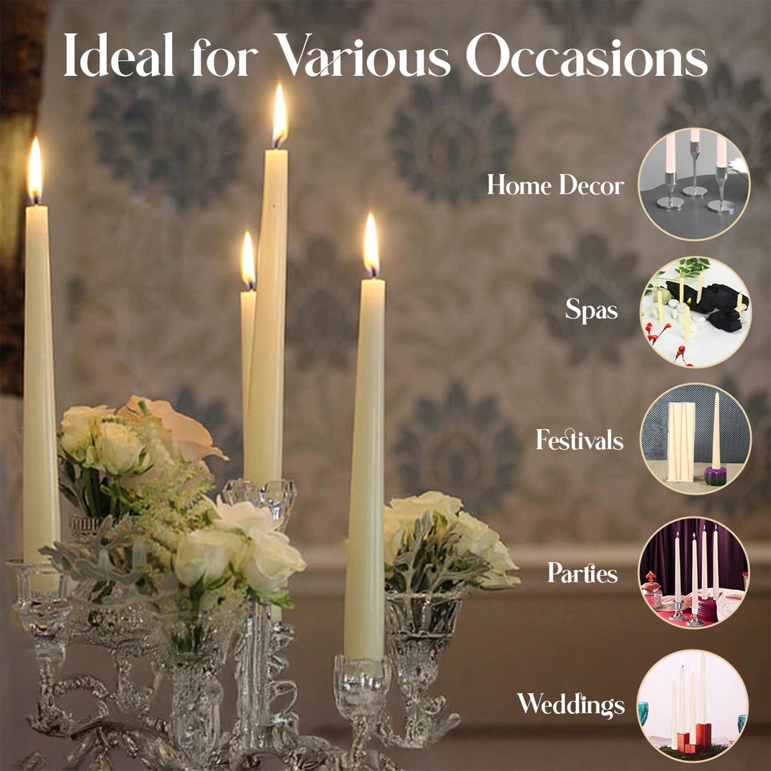 10" Premium Taper Candles (Set of 12) | Ivory