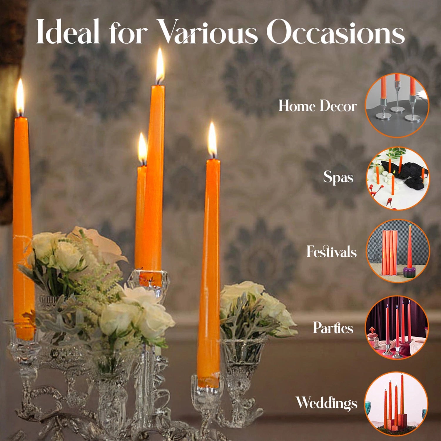 10" Premium Taper Candles (Set of 12) | Marigold