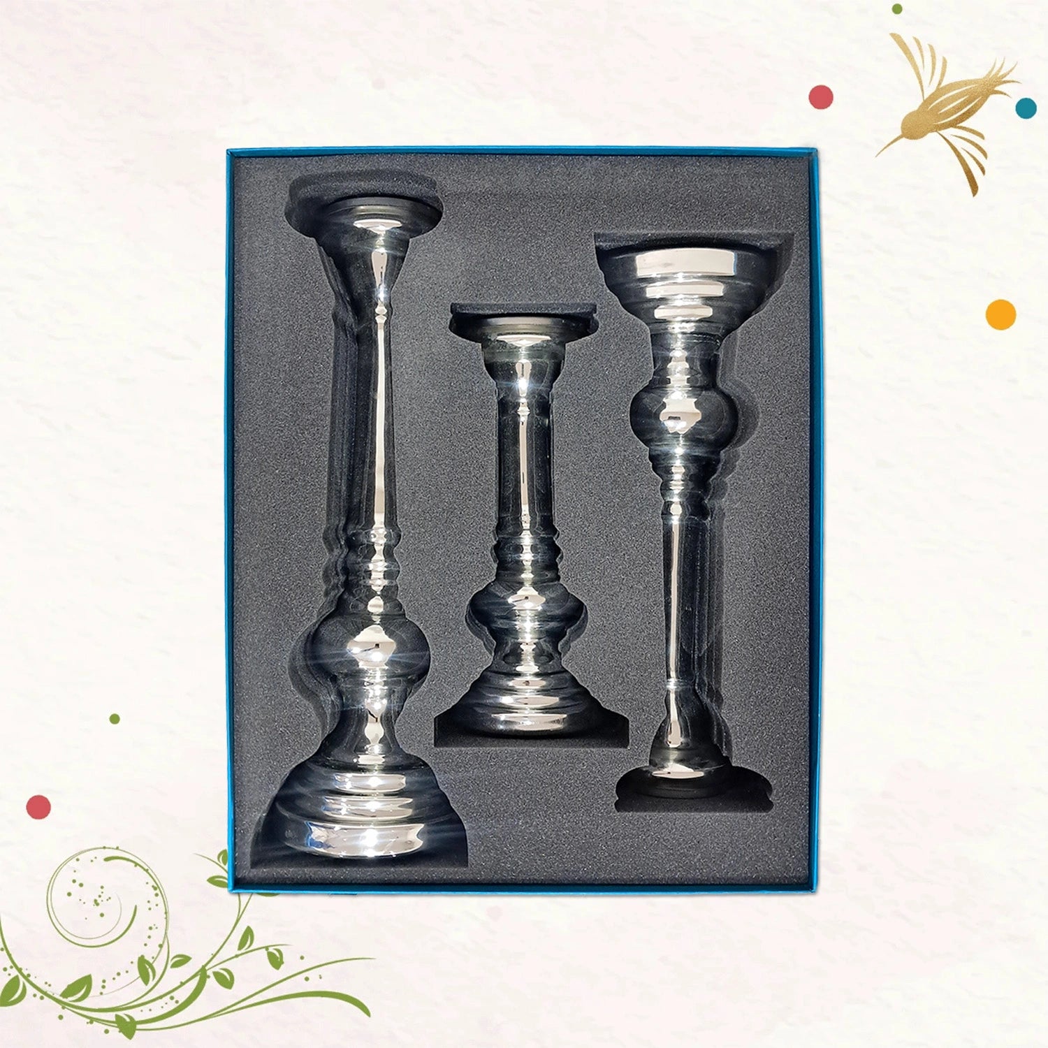 Vintage Glass Candle Holders Set of 3