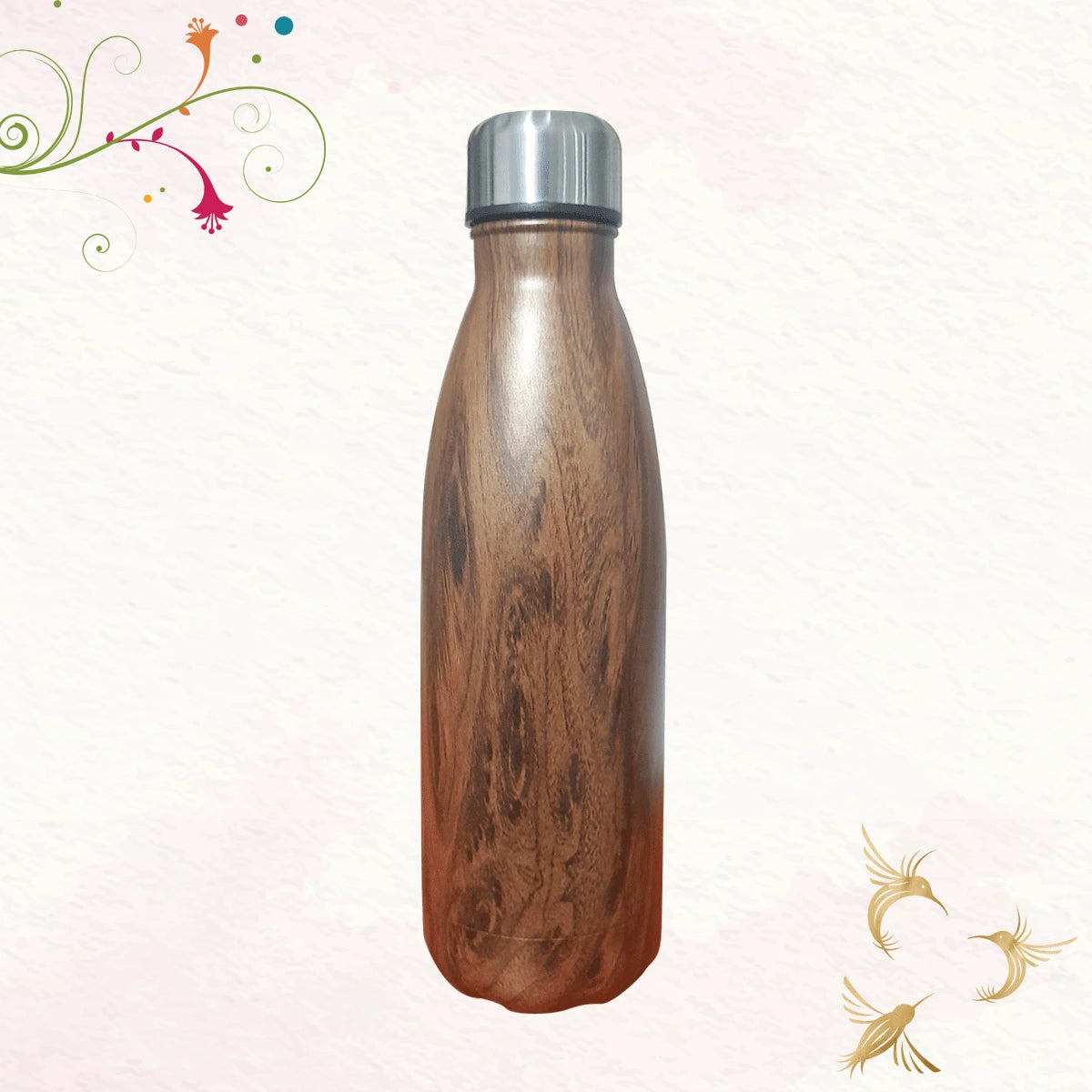 Teak Wood Thermal Insulated Steel Bottles | Craftslane