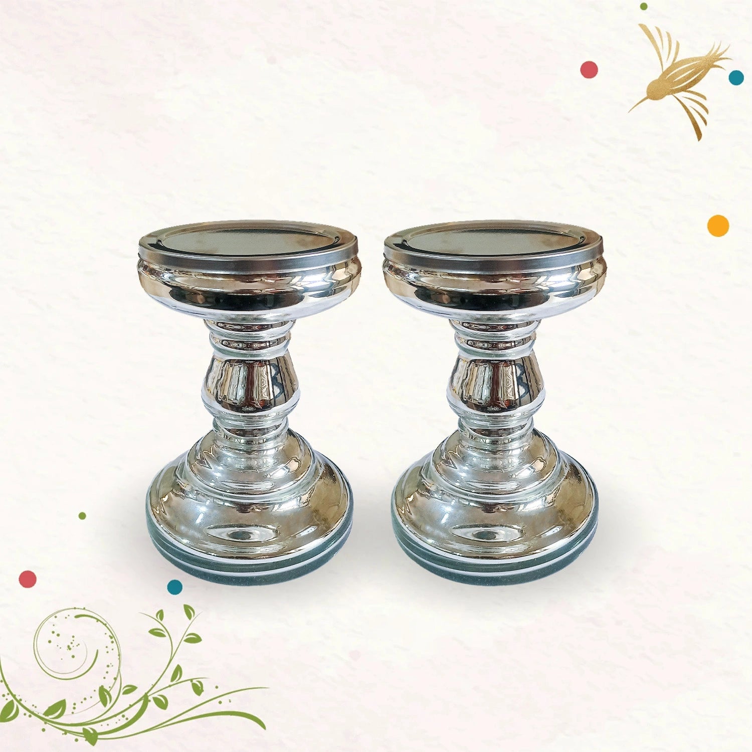 Vintage Glass Candle Holders Set of 2