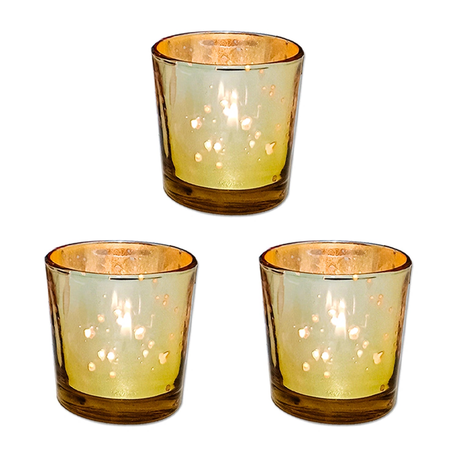 Glass Votive Holders (Set of 3) | Gold