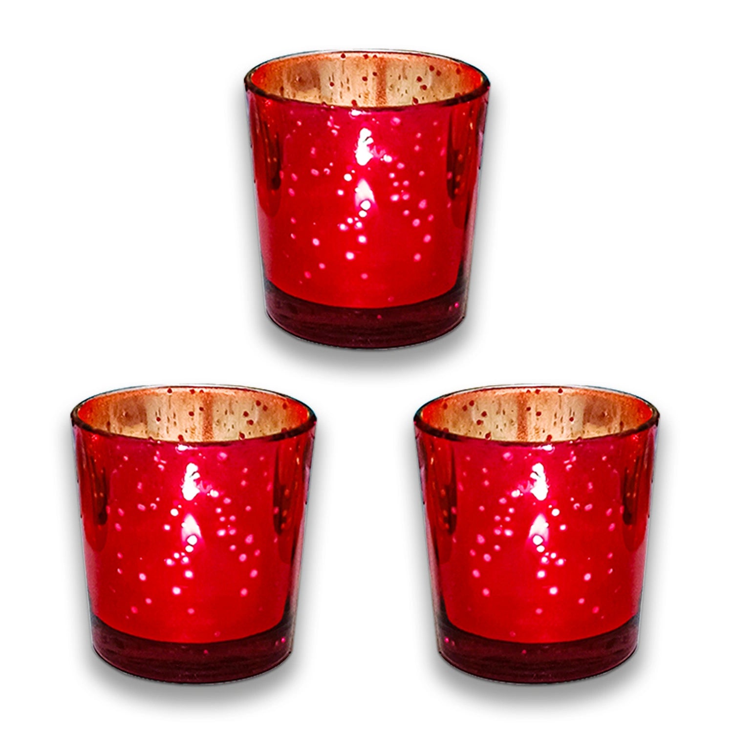 Glass Votive Holders (Set of 3) | Red