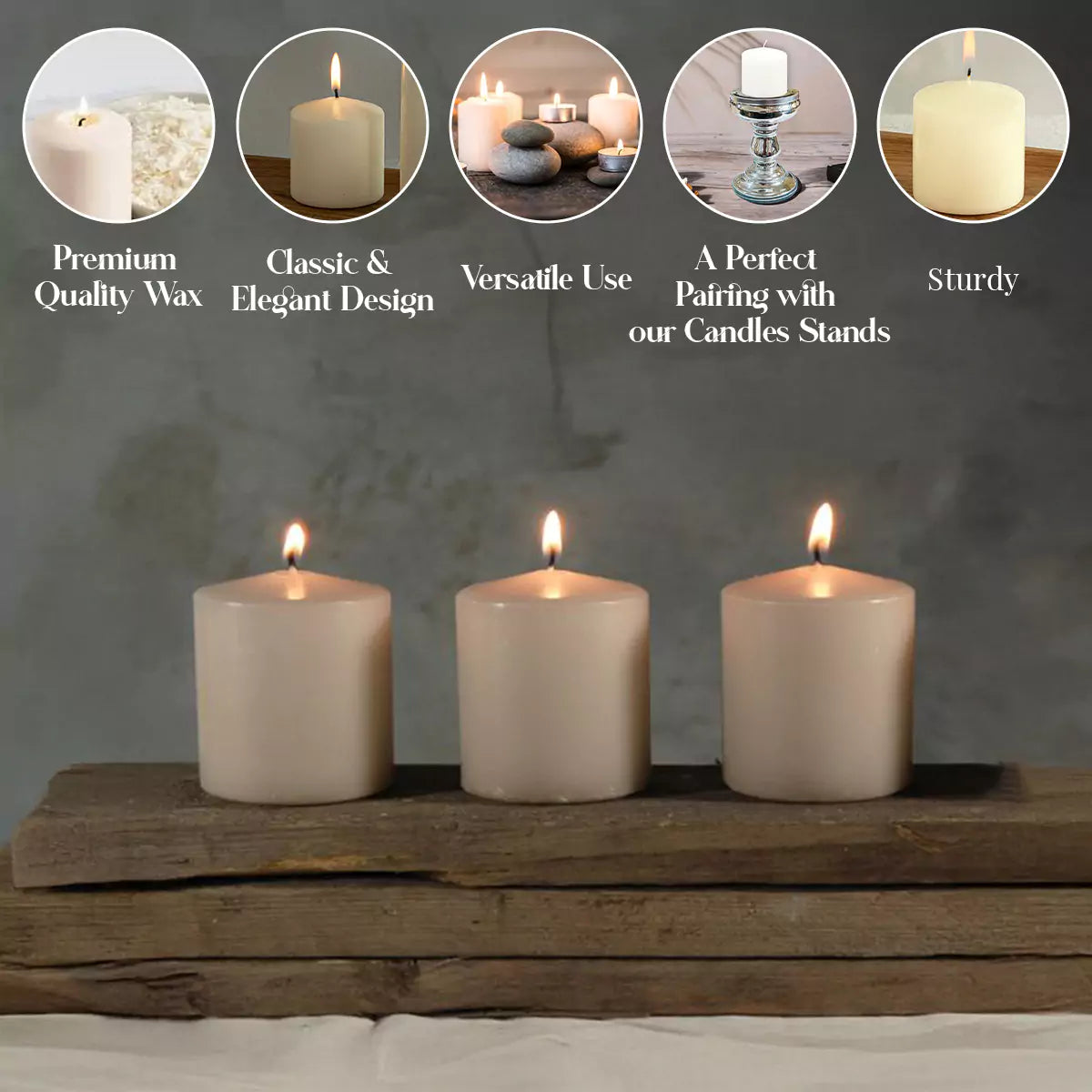 Chunky Candles (Set of 3) | Classic White