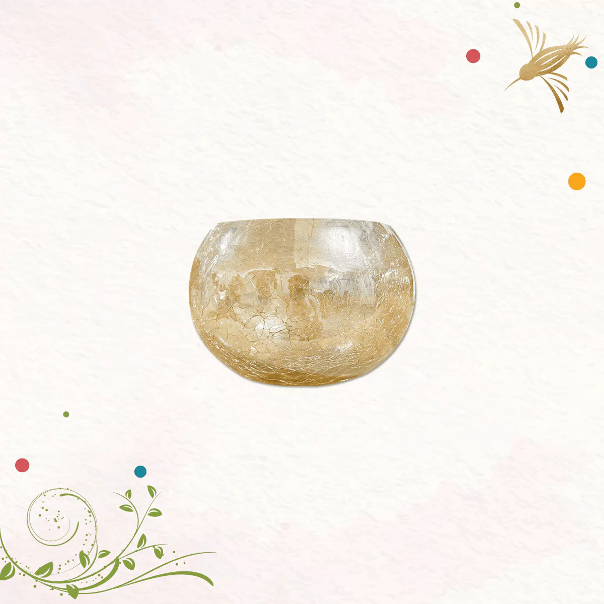 Golden Crackle Glass Tea Light Holders