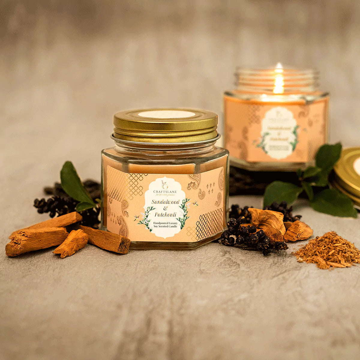 Sandalwood & Patchouli Soy Wax Scented Candles