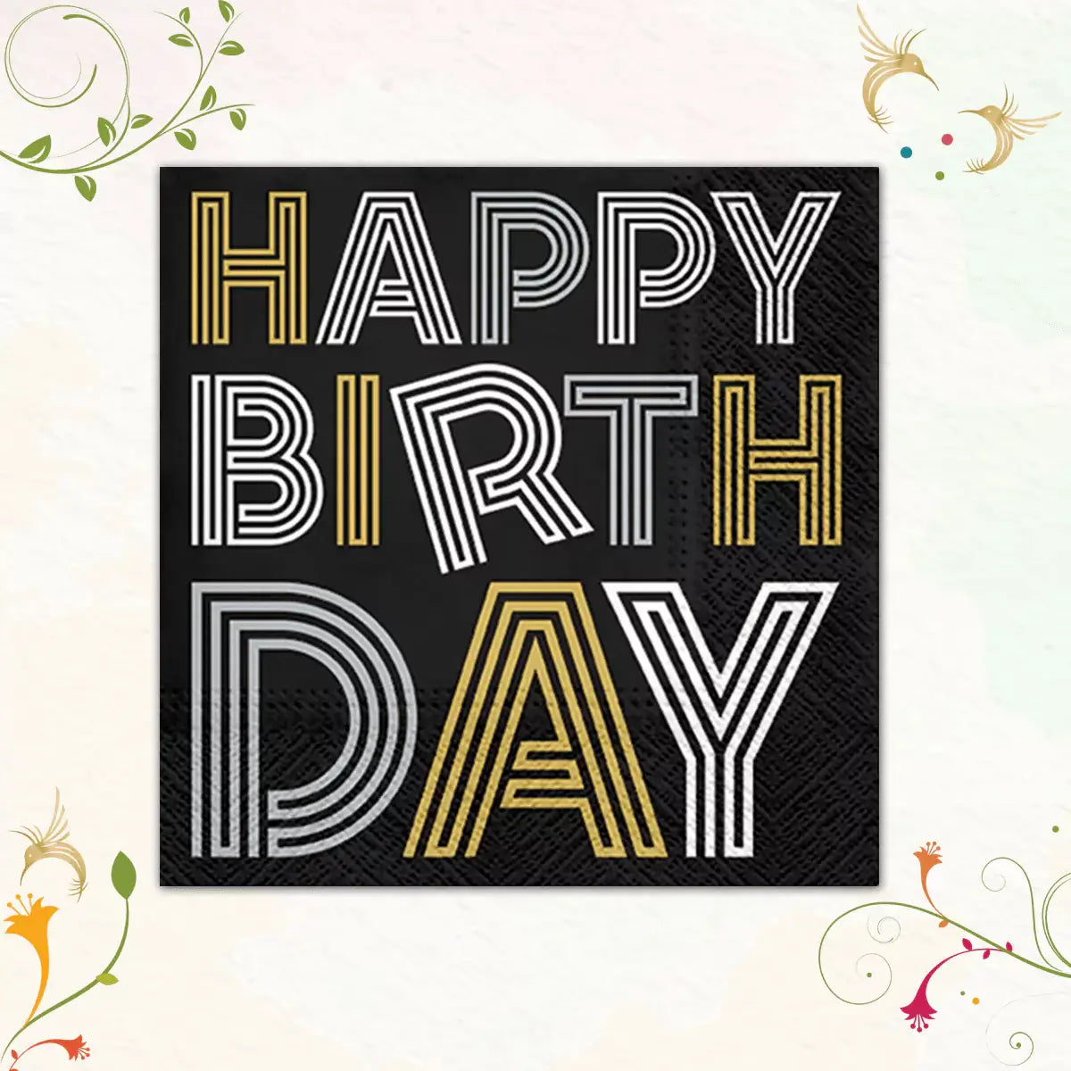 Birthday Neons (Gold) Printed Napkins | PAW SDL124098