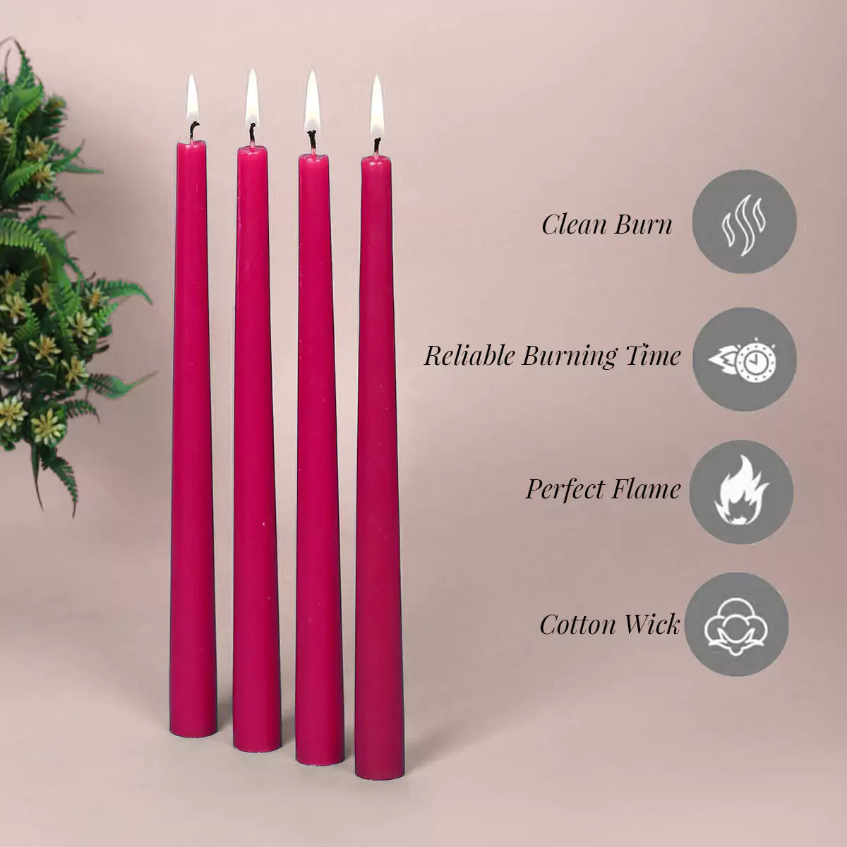 10" Premium Taper Candles (Set of 4) | Hot Pink