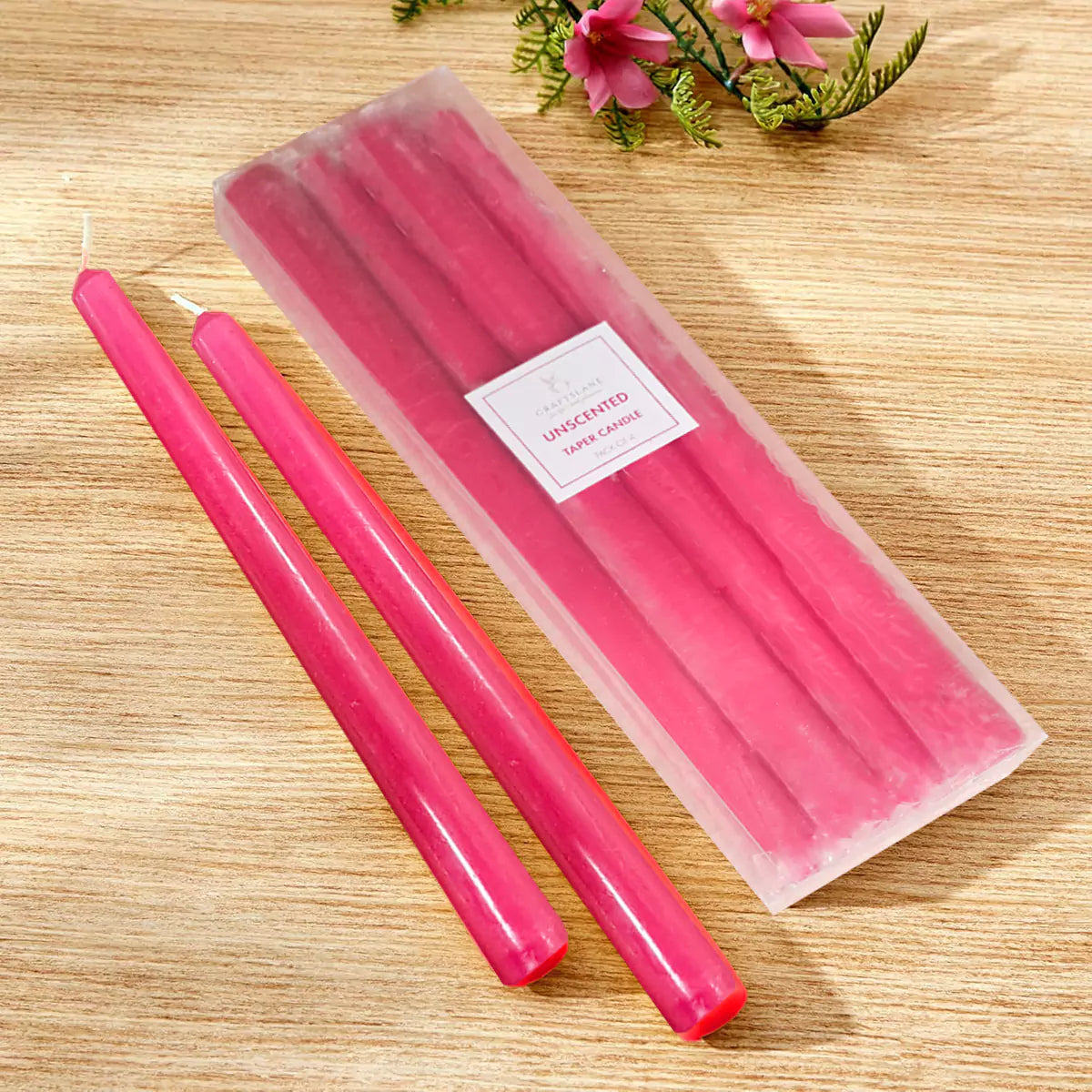 10" Premium Taper Candles (Set of 4) | Hot Pink
