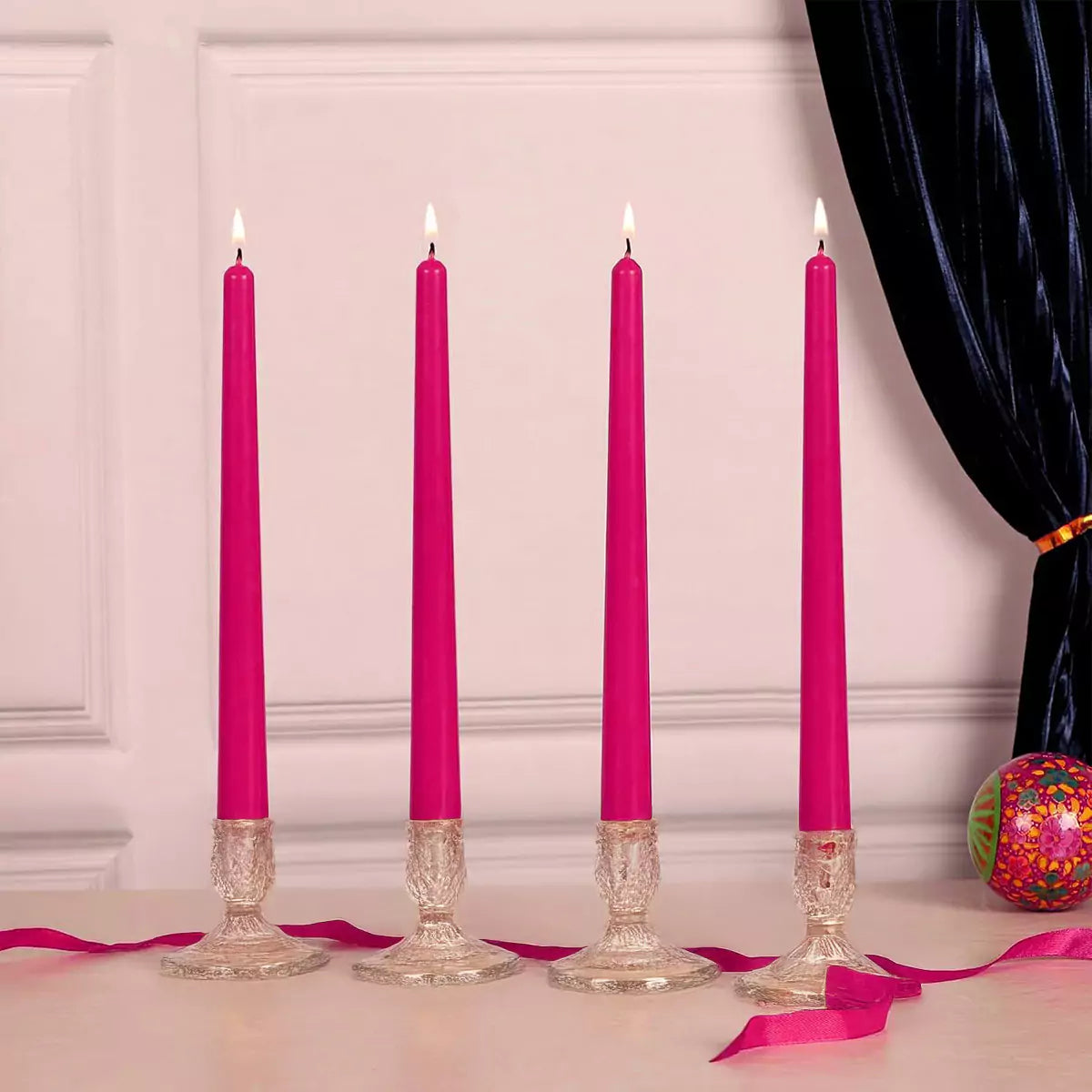 10" Premium Taper Candles (Set of 4) | Hot Pink