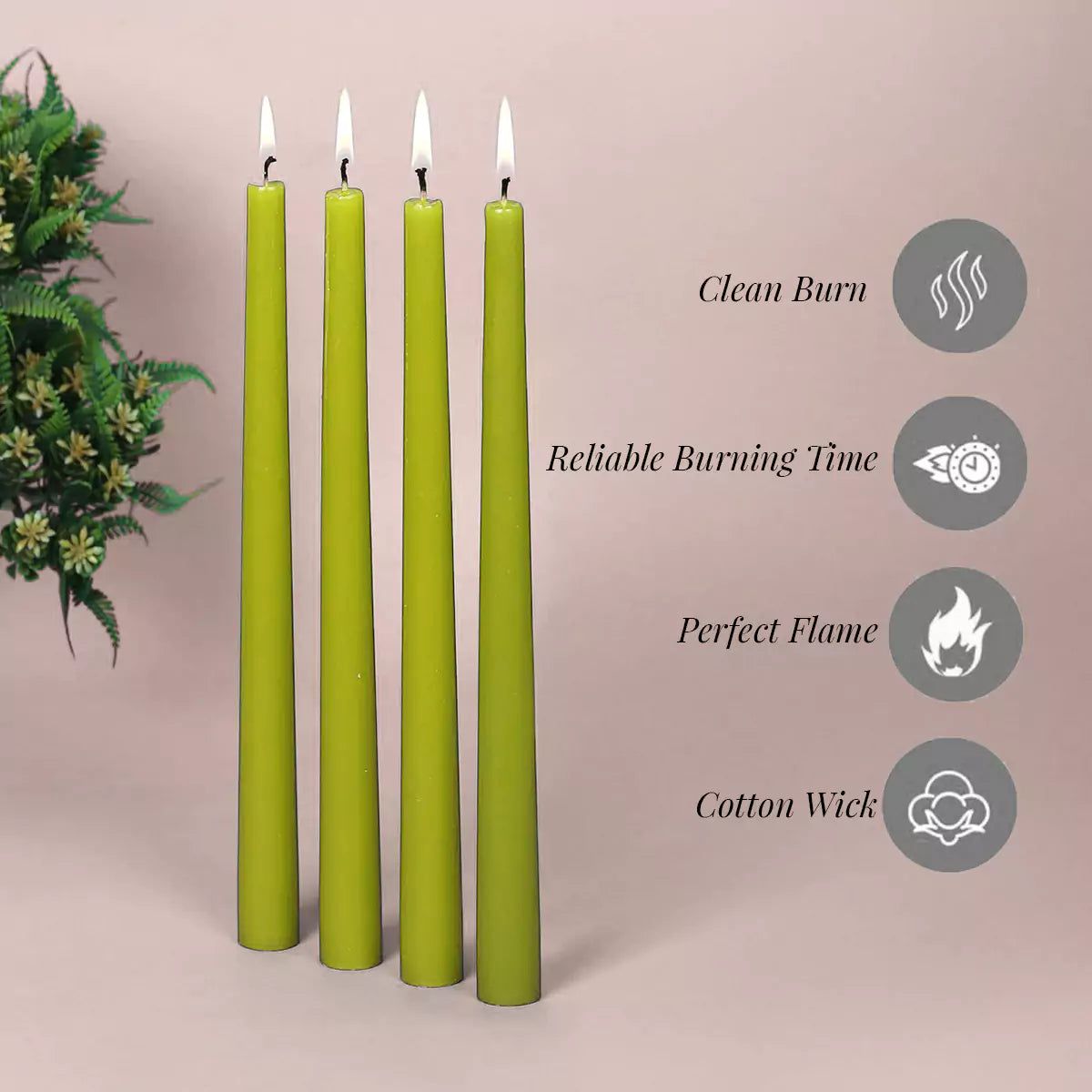 10" Premium Taper Candles (Set of 4) | Sage